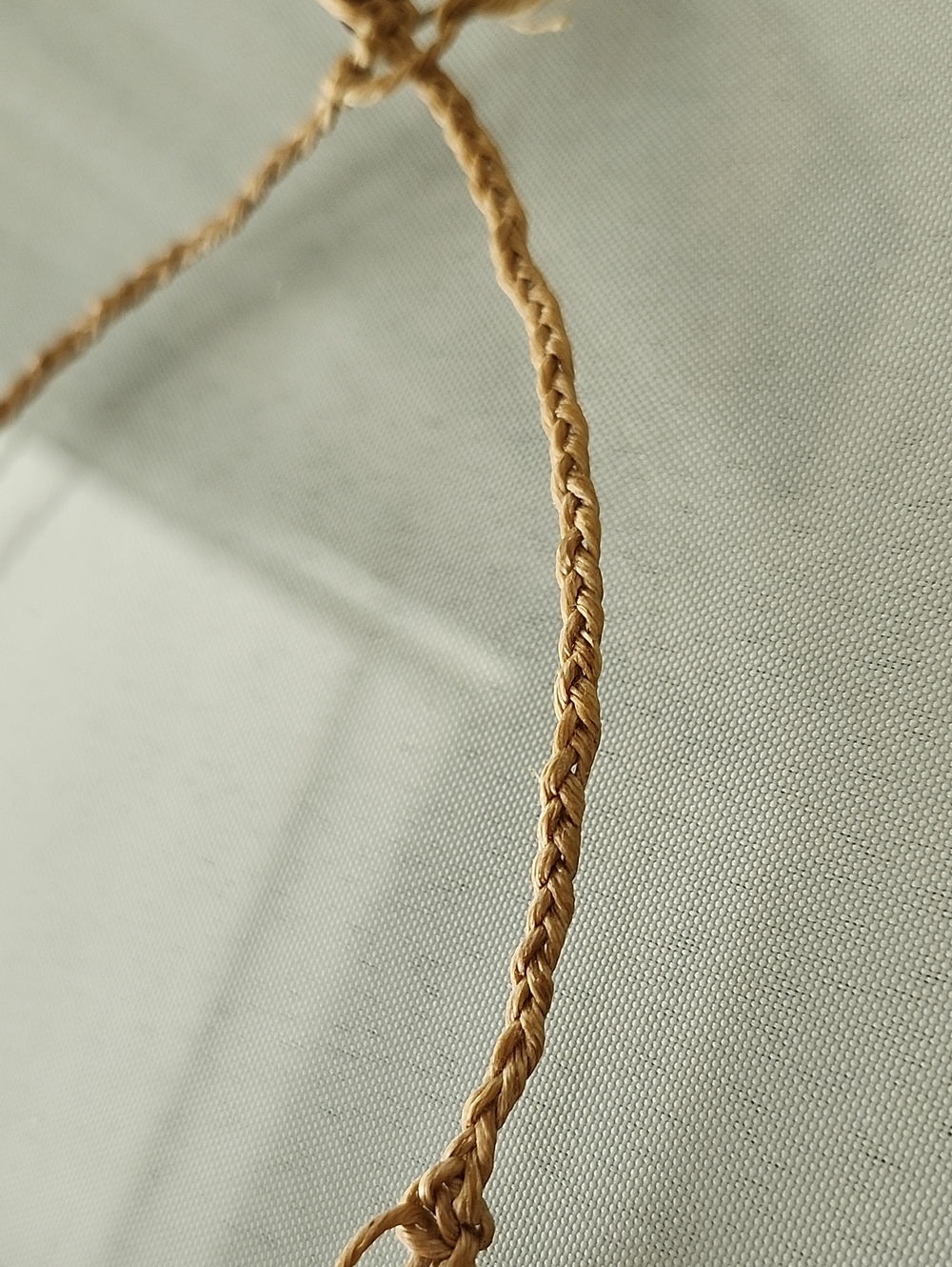 Handmade Tan Vintage Macramé Necklace with Red and Orange Beads Boho - Picture 4 of 5